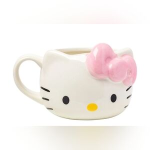 Sanrio HELLO KITTY NEW! Face Pink Bow Sculpted Ceramic Mug • 20oz. Capacity
